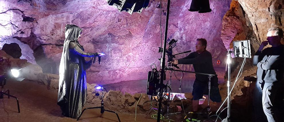 Filming in the caves