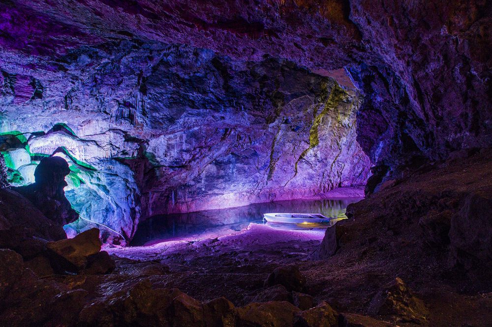 A view across the river axe in wookey Hole caves